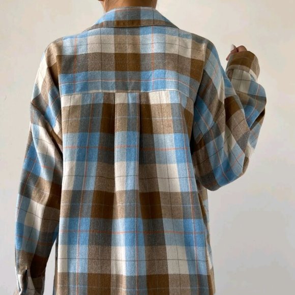 Multicolor Drop Shoulder Plaid Top - Picture 4 of 4